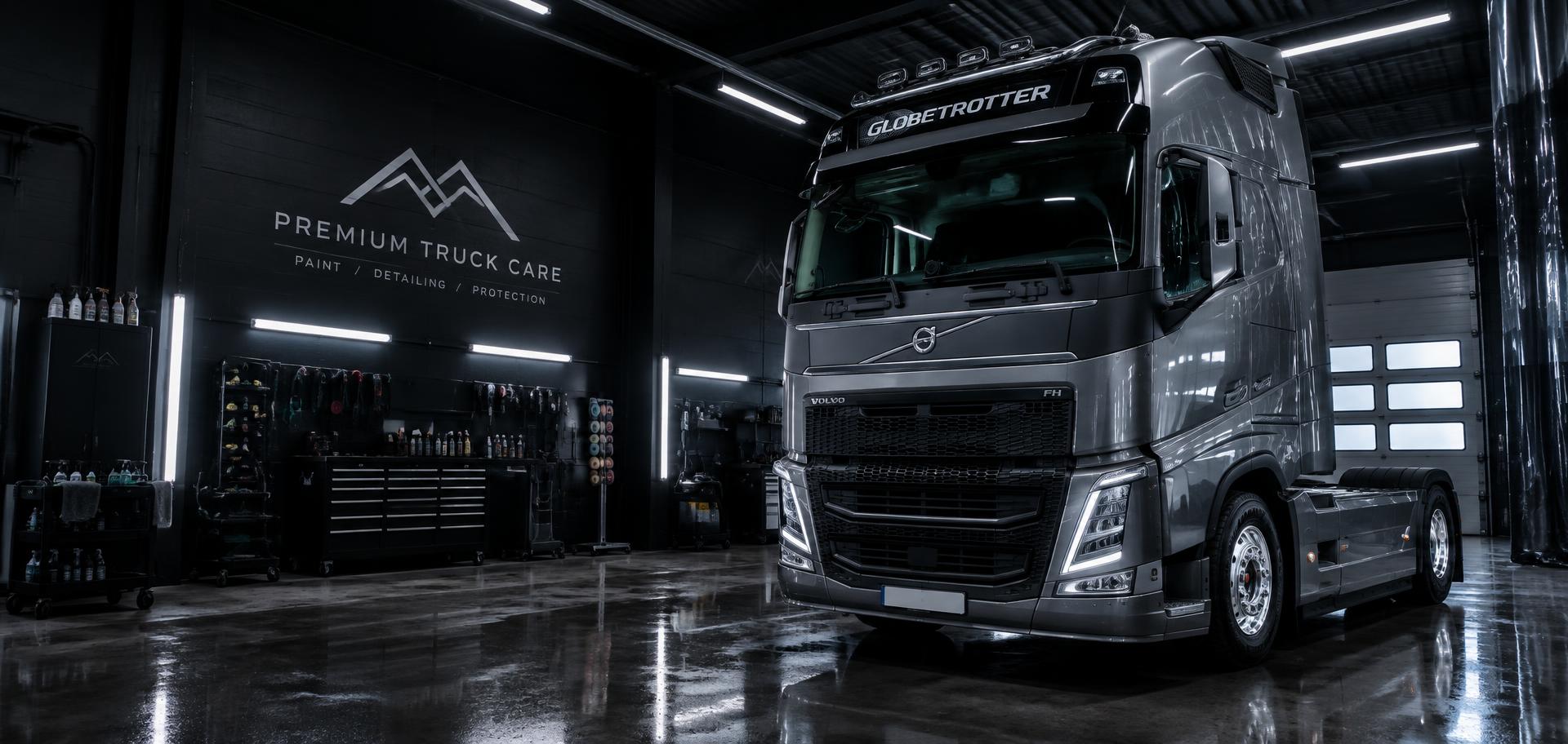 Caminhão Volvo cinza atendido pela CRISPIM